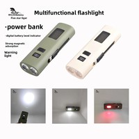 Neue Multifunktions-ABS-wasserdichte Taschenlampe mit Powerbank, Warnlicht, digitaler Batteriestandsanzeige, Arbeitslicht und Fahrradlicht