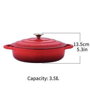 Articles ménagers lumineux <span class=keywords><strong>Casserole</strong></span> émaillée en fonte rouge vintage et marmite <span class=keywords><strong>à</strong></span> <span class=keywords><strong>paella</strong></span> couleur personnalisable 28cm de diamètre passe au four - Product Image 5