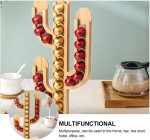 Soporte para Cápsulas de Café con Forma de Cactus de Bambú, Organizador Decorativo de Cápsulas, Soporte para Oficina, Cocina, Cafetería, Venta al por Mayor, Logotipo Personalizado OEM - Product Image 2