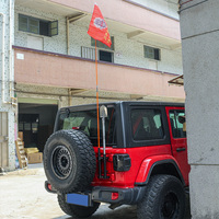 Pour les modèles Jeep Wrangler JL 2018-2025, support de mât de drapeau à double tube en alliage d'aluminium, support d'antenne 2 en 1 et support de charnière de hayon