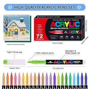 Marcadores de Pintura Acrílica de 72 Colores, Rotuladores con Punta de Pincel Suave, Rotuladores de Pintura Acrílica para Madera, Piedra, Lienzo, Vidrio - Product Image 3