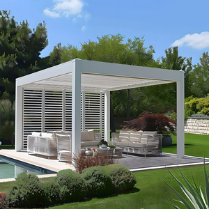 Pool Shade Structure Aluminum Frame Sun Protection Fabric Retractable <strong>Awning</strong> Motorized Remote Control Wind Rain Sensor Auto - Product Image 1