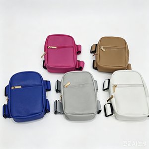 Bolso de pierna mini de piel sintética con textura de lichi para mujer, con múltiples cremalleras, pequeño bolso de hombro con correa ajustable para teléfono móvil y cartera - Product Image 2