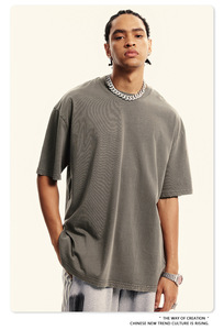 เสื้อยืดคอกลมแขนสั้นผู้ชาย ผ้าฝ้ายสีพื้น ทรงปกติ สวมใส่สบาย ระบายอากาศได้ดี  ออกแบบโลโก้ได้ตามต้องการ - Product Image 3