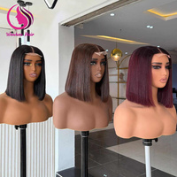 Peluca frontal de cabello humano vietnamita doblemente estirado 12A, liso, corto, color bob, corte recto 2*6, sin pegamento, con cierre de encaje HD para mujer