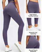 Leggings de yoga taille haute effet fessier galbant, longueur 9/10, sensation seconde peau, coupe ajustée, pour Pilates, entraînement, course et fitness