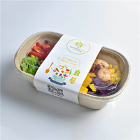 SenAng05 Nouvelle Arrivée Barquette jetable biodégradable en pulpe de canne à sucre blanche à 4 compartiments peu profonds 850ml Boîte alimentaire sécurisée