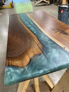 Venta caliente barato personalización muebles para el hogar restaurante madera maciza de nogal cocina comedor café río <span class=keywords><strong>resina</strong></span> <span class=keywords><strong>epoxi</strong></span> losa <span class=keywords><strong>Mesa</strong></span> - Product Image 4