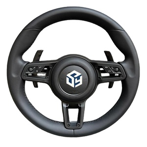 Volante Deportivo Redondo de Cuero Negro Completo para <span class=keywords><strong>Porsche</strong></span> Cayman 987 <span class=keywords><strong>S</strong></span> Design <span class=keywords><strong>Edition</strong></span> 1 Sport R 2006 a 2012 - Product Image 1
