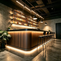 Comptoir de bar personnalisé, mobilier de bar à vin commercial, présentoir lumineux LED, comptoir d'accueil pour restaurant, café, pub, bar intérieur, boutique