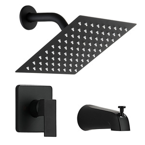 Juego de Ducha de Cobre Oculto Transfronterizo, Ducha de Pared Negra, NPT Americano, Ducha de Lluvia Oculta de Cuatro Vías con Agua Caliente y Fría - Product Image 5