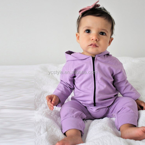 Mono de bebé de algodón de bambú orgánico con media capucha <span class=keywords><strong>y</strong></span> cremallera, pelele personalizado para recién nacido, ropa de dormir para bebé, ropa de bebé. - Product Image 2