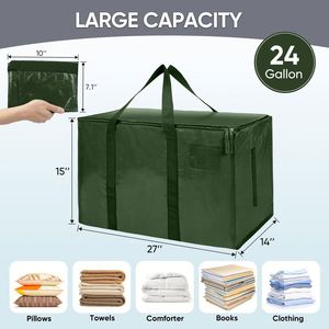 Heavy Duty Moving Bags 6 Pack <b>Large</b> Storage Totes <b>Bins</b> with Backpack Straps Strong Handles & Zippers - Product Image 4
