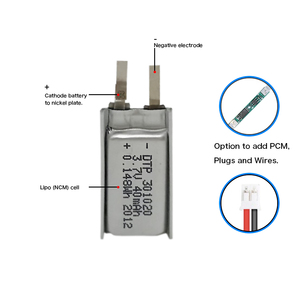 스톡 3.7v 40mah 초박형 리튬 폴리머 배터리, DTP301120 <span class=keywords><strong>lipo</strong></span> 배터리 - Product Image 4