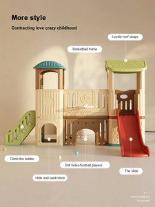 Parque <span class=keywords><strong>Infantil</strong></span> Interior Combinado de Plástico con Tobogán y Canasta para Niños de 5 a 10 Años, Ideal para Parques, Aeropuertos y Casas de Juegos - Product Image 2