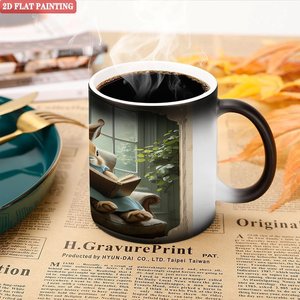 Mug en céramique à sublimation 11oz, noir givré, tasse à changement de couleur activée par la chaleur - Product Image 5