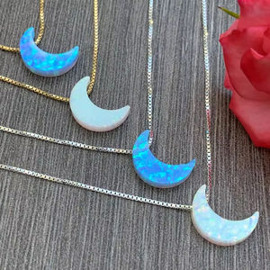 Collana con ciondolo in acciaio inossidabile o oro 14kt grande regalo <span class=keywords><strong>ti</strong></span> <span class=keywords><strong>amo</strong></span> <span class=keywords><strong>per</strong></span> il regalo della luna <span class=keywords><strong>per</strong></span> I suoi gioielli in opale - Product Image 2