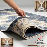 Tapis commercial antidérapant en nylon imprimé sur mesure, motif nuage doré multicolore bleu beige moderne, pour couloir d'hôtel, hall d'entrée, salon