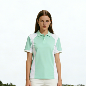 <span class=keywords><strong>Polo</strong></span> de golf ODM en gros pour <span class=keywords><strong>femme</strong></span>, manches courtes, vert menthe contrastant et <span class=keywords><strong>blanc</strong></span>, anti-humidité, respirant, colorblock - Product Image 2