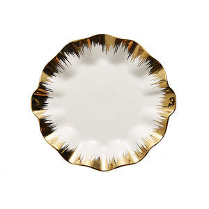Wholesale Luxury White Ceramic with Gold Edges 12 Inch <b>Plates</b> Western-Style Wedding Party Decor - Product Image 4