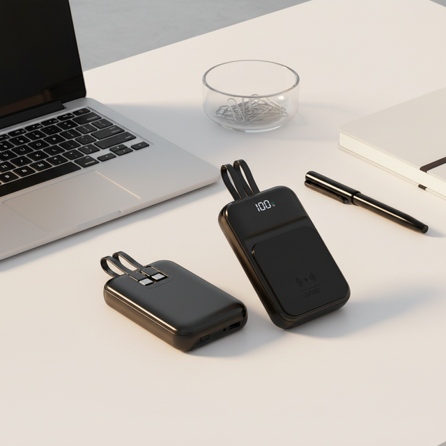 Wireless with Built-in Cable PowerBank 10000mah Portable Battery Source 10000mah Magnetic Wireless Charger Power Bank