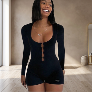 Custom Plain <b>Long</b> <b>Sleeve</b> <b>Black</b> <b>Bodysuit</b> Skinny Fall Activewear Casual Women's Clothing Breathable Eco-Friendly - Product Image 3