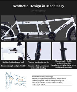 Vélo <span class=keywords><strong>tandem</strong></span> pliable léger à <span class=keywords><strong>trois</strong></span> <span class=keywords><strong>places</strong></span> pour adultes, loisirs et tourisme, 7 vitesses, pédales ordinaires, roues de 20 pouces - Product Image 5