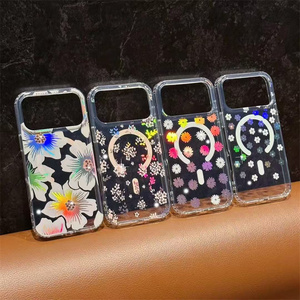 เคสโทรศัพท์มือถือลายดอกไม้เลเซอร์แม่เหล็ก สำหรับ iPhone 17 16 15 Pro Max  แบบ IMD ไล่สีใส พิมพ์ลายสวน  ฝาหลังแบบใหม่ - Product Image 1