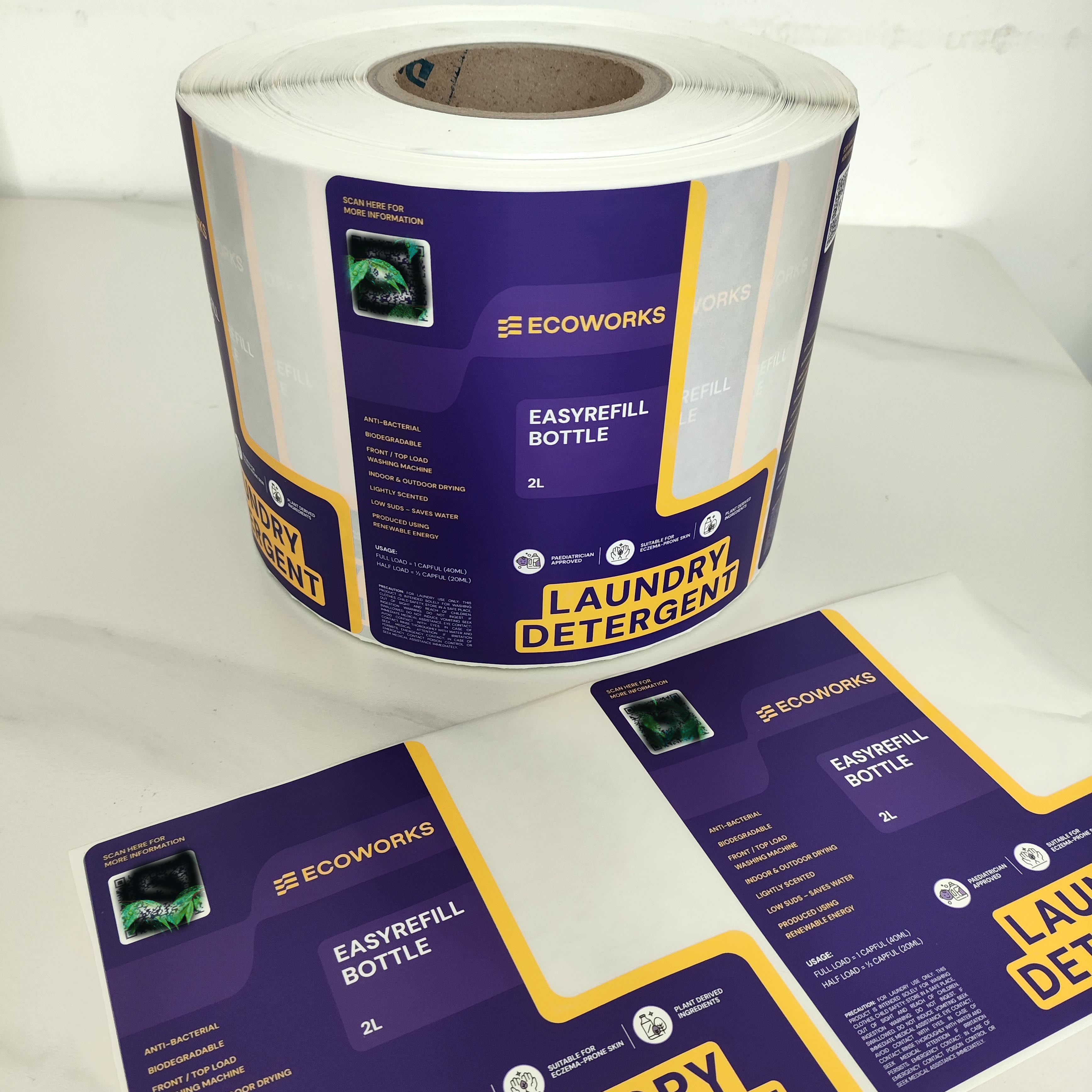 Custom Adhesive Waterproof Vinyl Label Sticker for Laundry Detergent Bottle Packaging