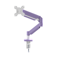 Bras de moniteur en acier violet vibrant KHCOOHOO avec ressort à gaz, pivotant ergonomique à 360°, inclinaison de 32 pouces, réglable en hauteur jusqu'à 45°, VESA