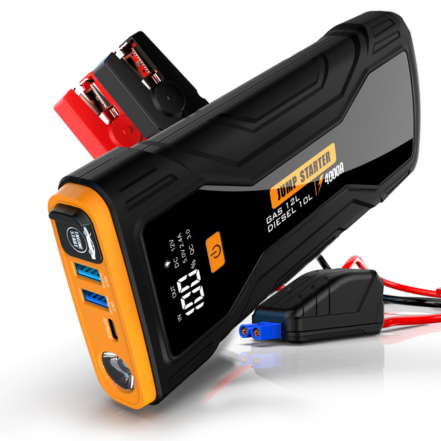 16000mAh Jump Starter 4000A Peak Portable Car Jump Starter Device Best 12V Auto Battery Booster Pack with Smart Clamp Cables