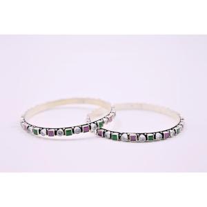 Manish Jewellers MJSK001, Brazaletes de Plata 925 con Cristales Geométricos Vintage, para Mujer, para Bodas, Compromisos, Fiestas y Uso Diario - Product Image 1