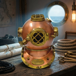 Antique Aluminum Diving Helmet Round Metal Home Decor Vintage Style Handmade Casting Artifacts for Father's Day Halloween - Product Image 1