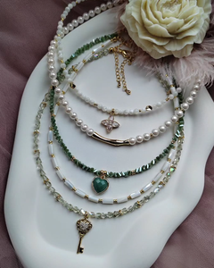 <span class=keywords><strong>Collana</strong></span> di Design a Strati Fatta a Mano con Ciondoli di Cristallo, Pietra Naturale e <span class=keywords><strong>Perle</strong></span> per Donna, Gioielli di Moda - Product Image 5