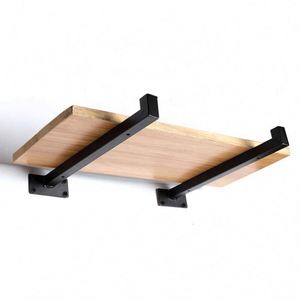 Supports muraux en métal robuste pour étagères, avec revêtement en poudre noire, résistants à la rouille - Product Image 5