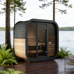 Sauna infrarouge extérieur GRAND LUXE |   Cabane moderne en bois massif et verre |   Système de chauffage électrique 6-15 kW - Product Image 1
