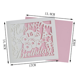 Biglietto d'Auguri Personalizzabile Serie Rosa e Blu per Festa di Compleanno 13, 16, 21, 30 Anni con Design Traforato - Product Image 2