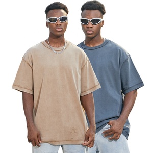 High Quality 100% Cotton Reverse Stitch <b>Tshirts</b> 250 Gsm Vintage Streetwear Oversized Wash Heavy Weight T-Shirt for Men - Product Image 1