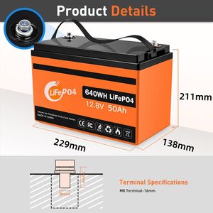 优质欧盟美国库存磷酸铁锂电池 12V 50Ah 100ah 200ah 300ah 400Ah 太阳能储能电池 - Product Image 2