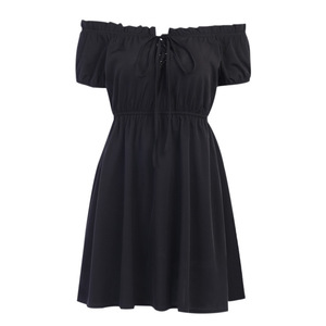 Vestido de verano de cintura alta, negro, japonés - Product Image 4