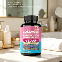 Capsules de collagène multi-types I, II, III, V, X, biotine, acide hyaluronique, kératine, complexe vitaminique, soutien pour la beauté de la peau, des cheveux et des ongles, complément alimentaire