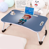 QINLAN QL6242 Bureau d'ordinateur portable pliable pour enfants avec dessin animé, en plastique, gain de place, design compact, pour ordinateurs portables de moins de 17 pouces