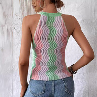 Nouveau pull en tricot sans manches pour femmes, coloré et tendance, coupe ajustée, style unique (personnalisable)