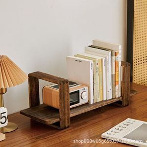 Paulownia Wood Bookend Solid Wood <b>Desk</b> Organizer <b>Retro</b> Color Book Support Storage Rack For Office Home Use - Product Image 5