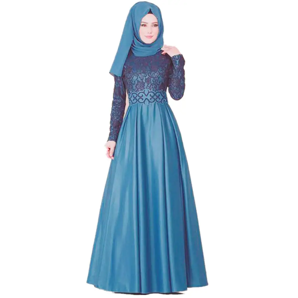 Best Selling Ethnic Style, Long Sleeve Slim Lace Retro Muslim Dress Comfortable Embroidery/