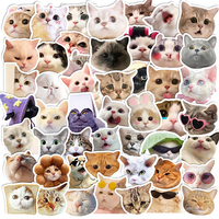 50 Reusable Waterproof Vinyl Cat Animal Stickers Custom Adhesive Labels for Kids & Consumer Electronics Packaging Purpose