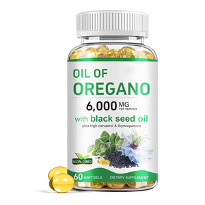 Complément alimentaire à base de plantes pour la santé digestive, huile d'origan sauvage, huile de graines noires, capsules molles, extrait de plantes antioxydant - Product Image 1