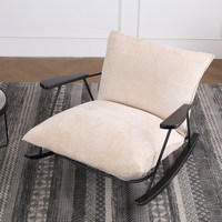 Fauteuil à bascule simple de style ancien, canapé paresseux en toile beige, fauteuil de loisirs de grande taille, super fauteuil pour salon