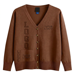 Cárdigan de Mujer, Grueso, Doble Botonadura, Manga Larga, Cuello en V, Abierto por Delante, Casual, Transpirable, Moda de Invierno, 12 GG - Product Image 1