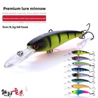 Leurre de pêche artificiel de haute qualité, 9 cm, 8 g, en plastique dur, pour eau douce et eau salée, Jerkbait Minnow coulant